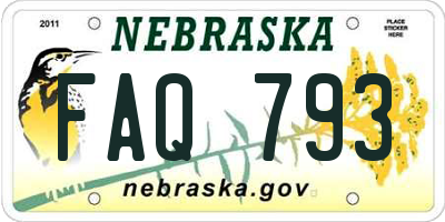NE license plate FAQ793