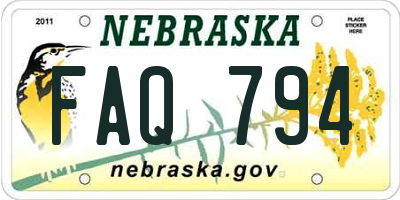 NE license plate FAQ794