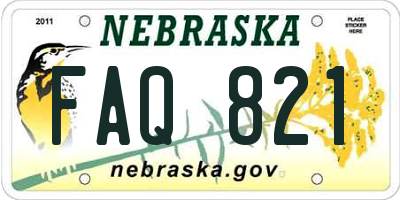 NE license plate FAQ821