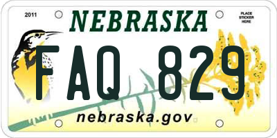 NE license plate FAQ829
