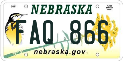 NE license plate FAQ866
