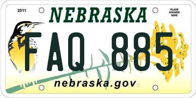 NE license plate FAQ885