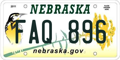 NE license plate FAQ896