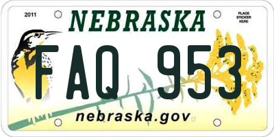 NE license plate FAQ953