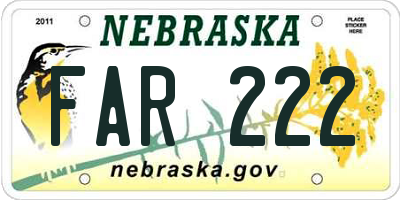 NE license plate FAR222