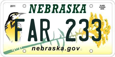 NE license plate FAR233