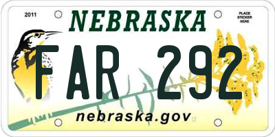 NE license plate FAR292