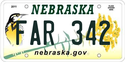 NE license plate FAR342