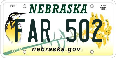 NE license plate FAR502