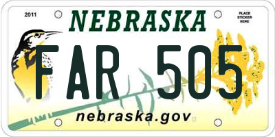 NE license plate FAR505