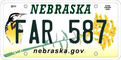 NE license plate FAR587