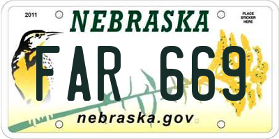 NE license plate FAR669
