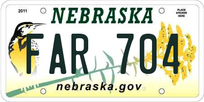 NE license plate FAR704