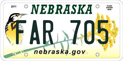 NE license plate FAR705