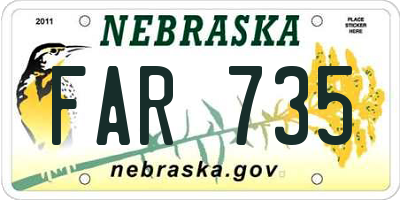 NE license plate FAR735