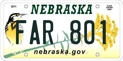 NE license plate FAR801