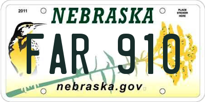 NE license plate FAR910