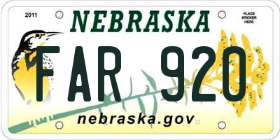 NE license plate FAR920
