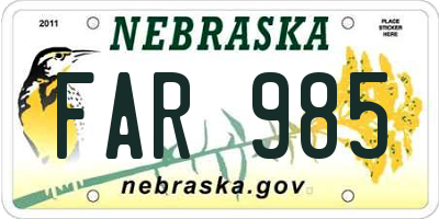 NE license plate FAR985
