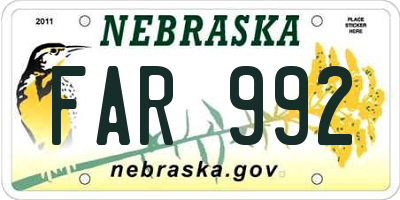 NE license plate FAR992