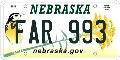 NE license plate FAR993