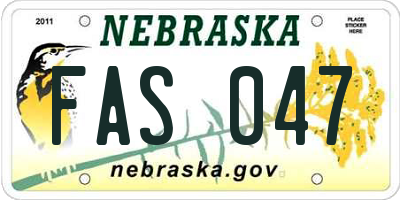 NE license plate FAS047
