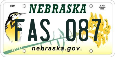 NE license plate FAS087