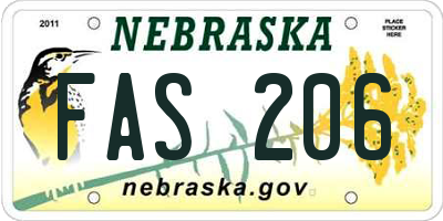 NE license plate FAS206
