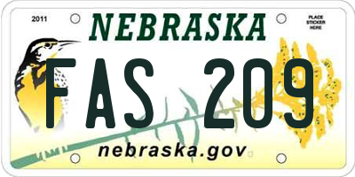 NE license plate FAS209