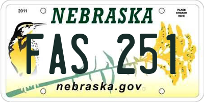 NE license plate FAS251