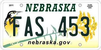 NE license plate FAS453