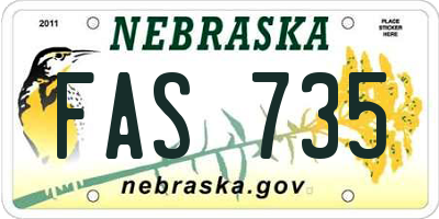 NE license plate FAS735