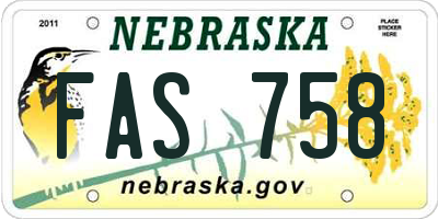 NE license plate FAS758