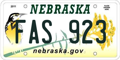 NE license plate FAS923