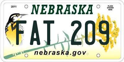 NE license plate FAT209