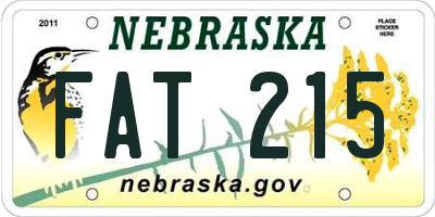 NE license plate FAT215