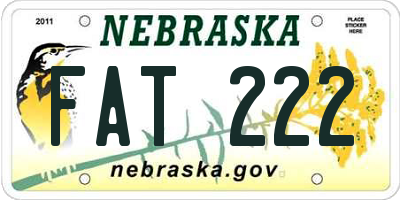NE license plate FAT222