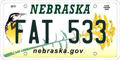 NE license plate FAT533