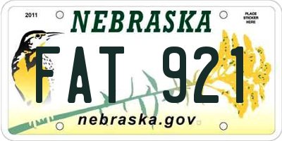 NE license plate FAT921
