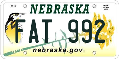 NE license plate FAT992