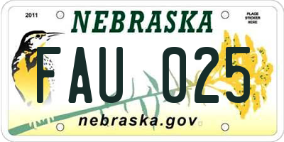 NE license plate FAU025