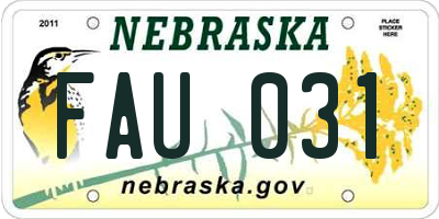 NE license plate FAU031