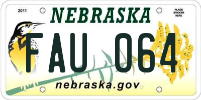 NE license plate FAU064