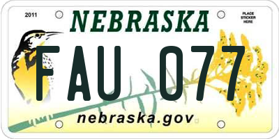 NE license plate FAU077