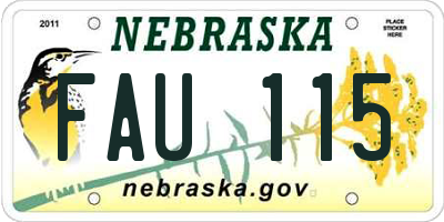 NE license plate FAU115