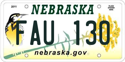 NE license plate FAU130