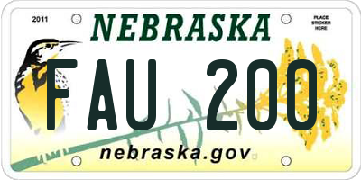 NE license plate FAU200