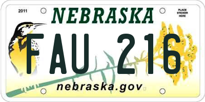 NE license plate FAU216