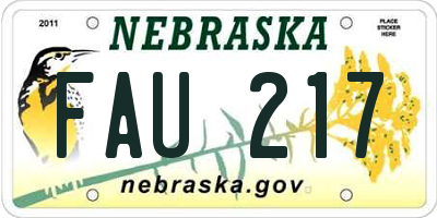NE license plate FAU217