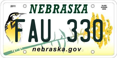 NE license plate FAU330
